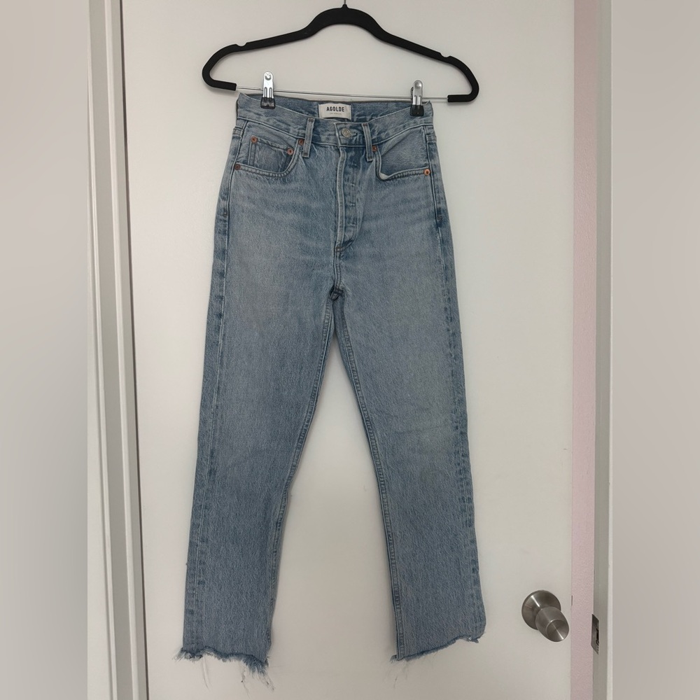 Agolde Riley Crop Blue Straight Leg Jeans